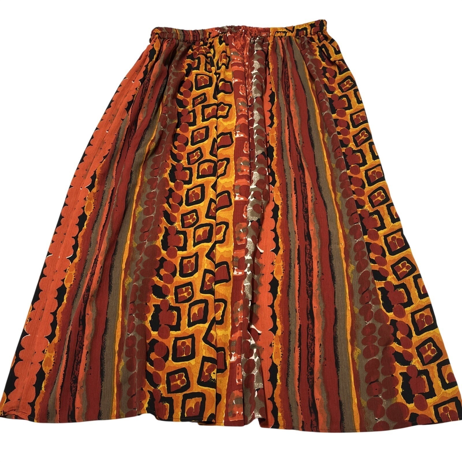 Ekloze Skirt Dark Geometric Pleated Chiffon Maxi Size 3x Pull On Elastic Waist